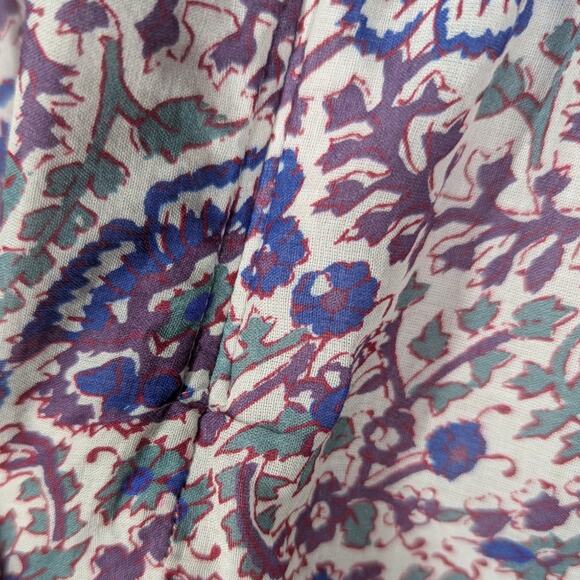 Sea Rosita Border Smocked Mini Dress Ruffled Purple Floral Size Large Preowned - Picture 9 of 12